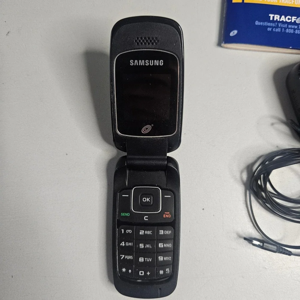 Samsung T245G TracFone Flip Phone Black with Charger and Manual Bundle